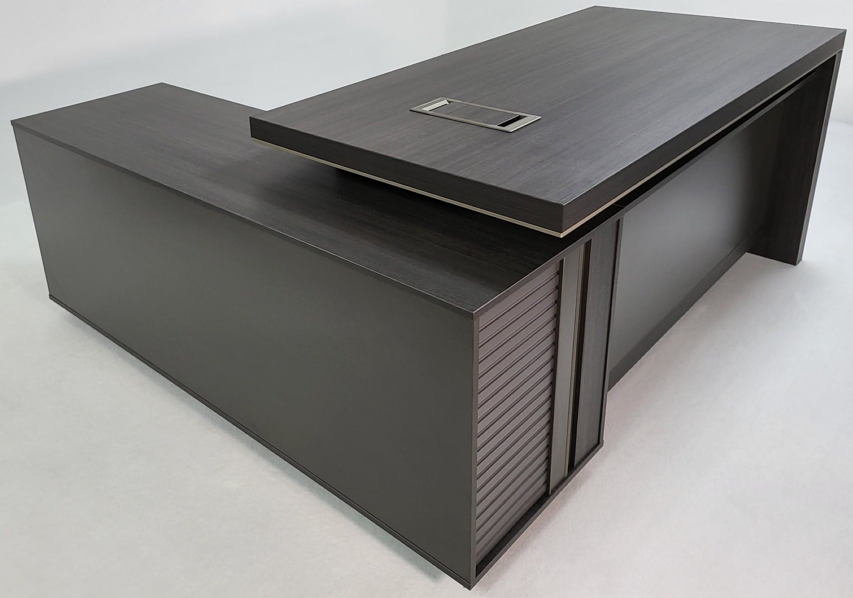 Modern Grey Oak Corner Executive Office Desk with Built in Storage - 2000mm - BWJ-HD04